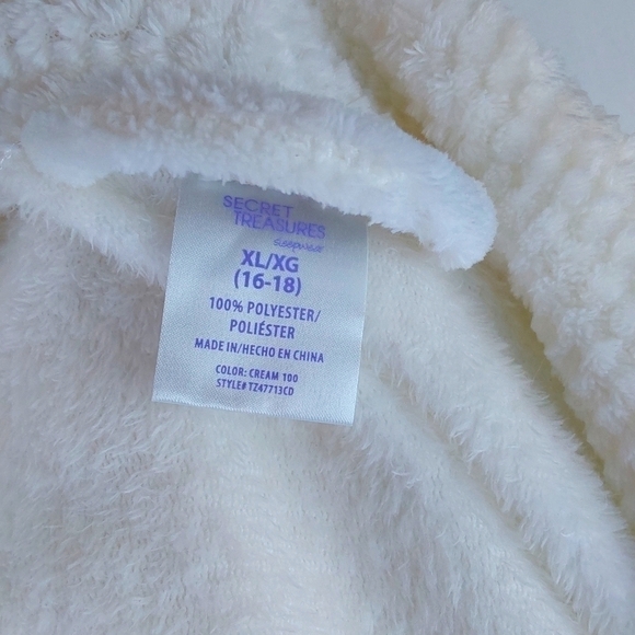 Secret Treasures- Womens White Plush Butter Soft Textured Spa Robe New!Sz.L/XL - Picture 9 of 9